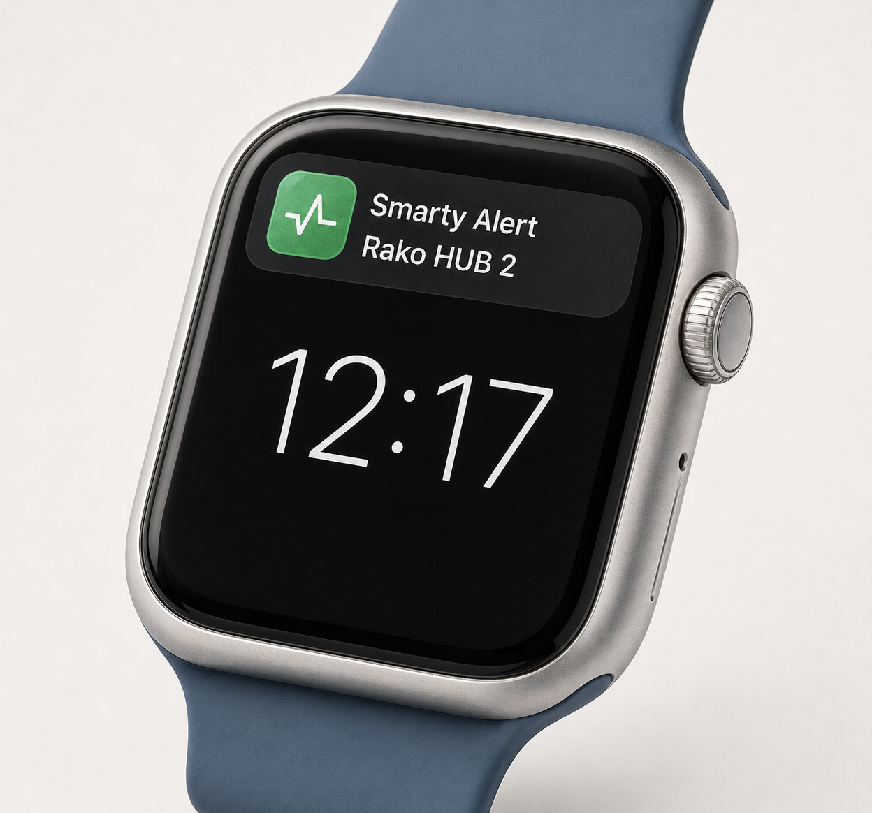 Smarty alert push notification concept on a smartwatch